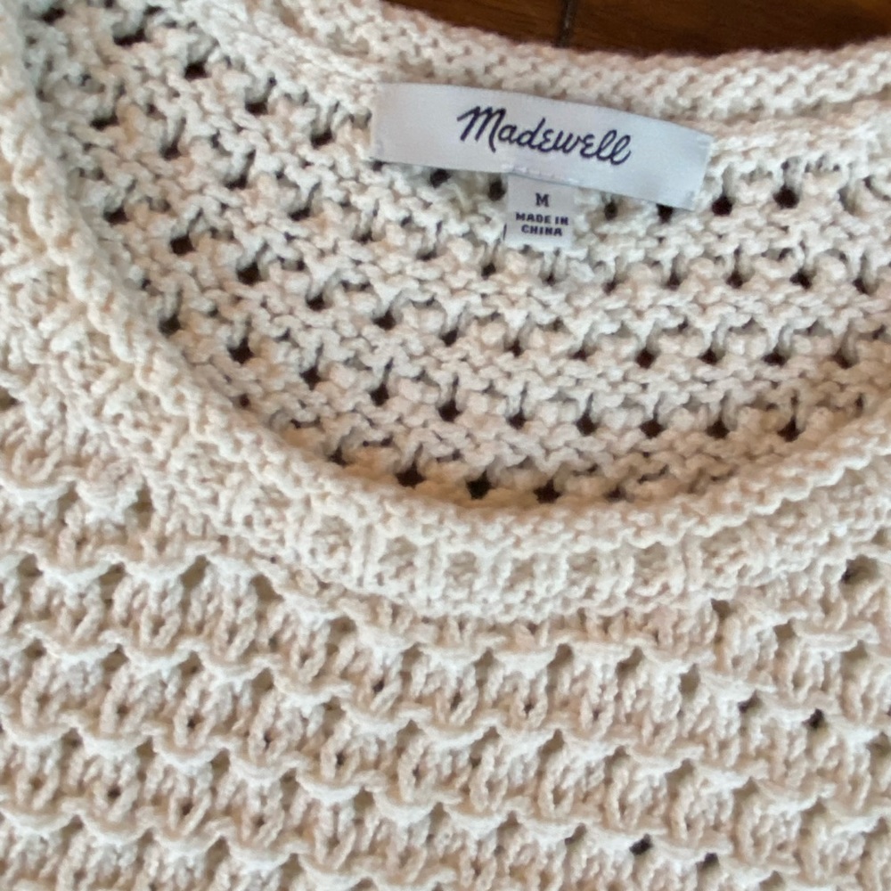 Madewell Cream Crochet Scoop Neck Sweater